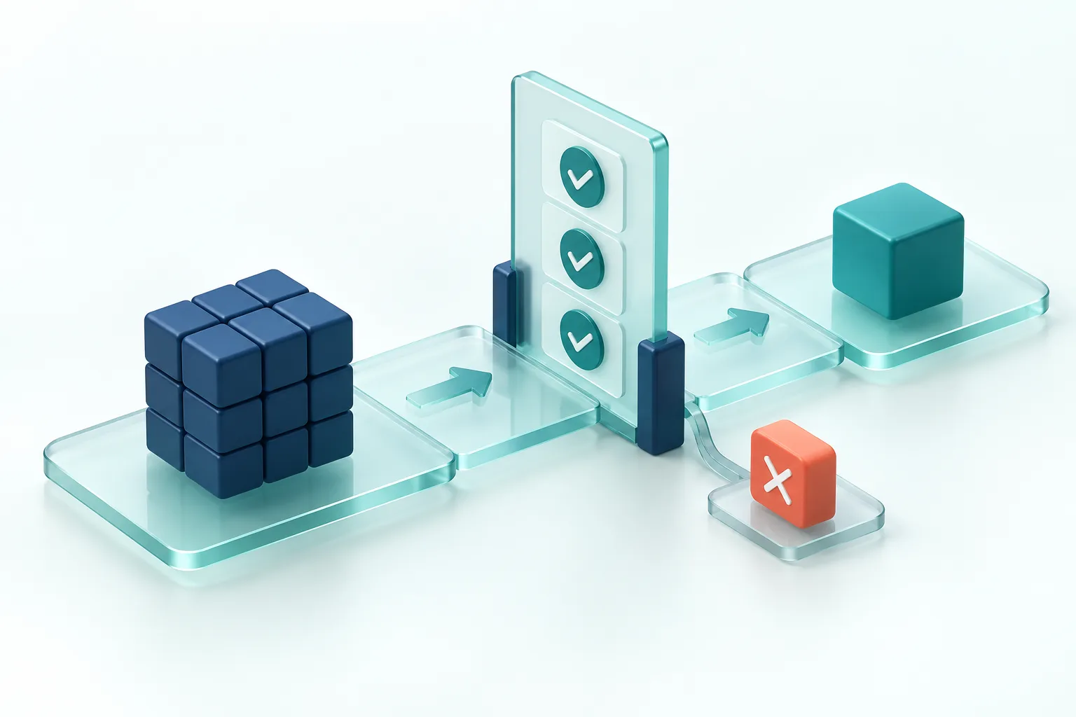 Salesforce components pass through a release quality gate while an exception stays separate