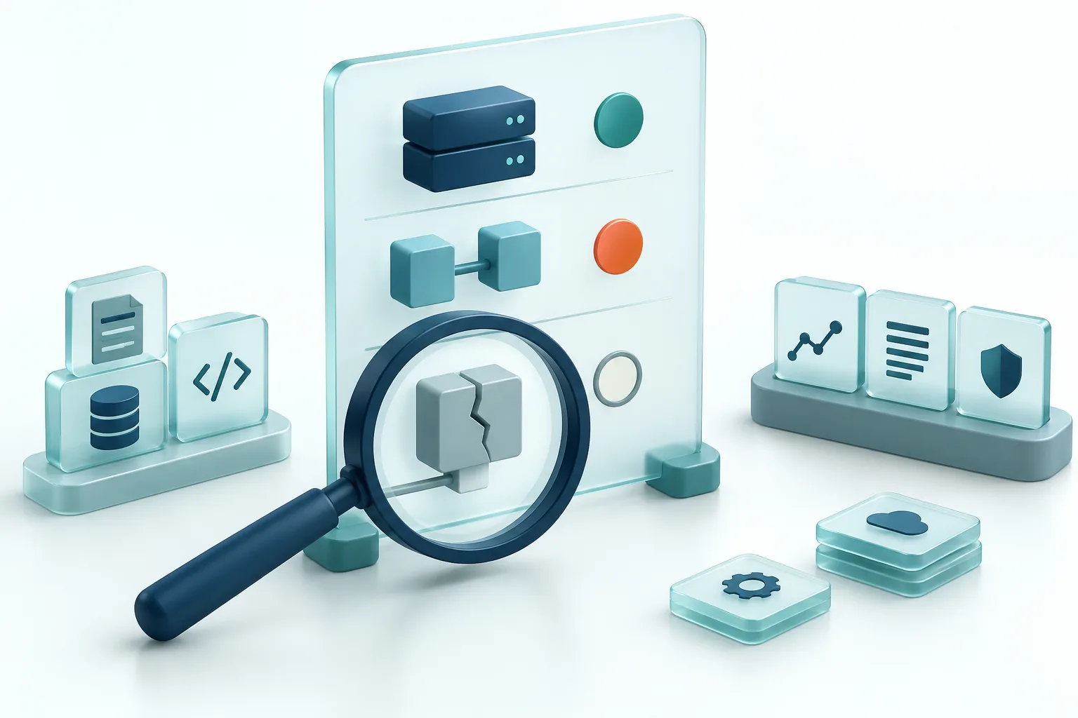 An evidence scorecard with observed and unknown findings, inspecting a cracked component
